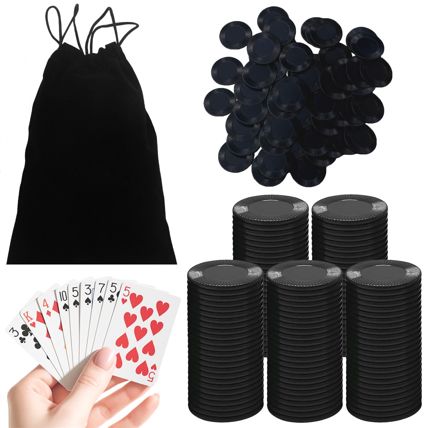Photo 1 of 120Pcs 6-Color Plastic Poker Mini Chips (2.2CM Diameter) - Bulk Game Chips for Poker Play,Math Counting Learning, You Teaching & Rewards (Black)