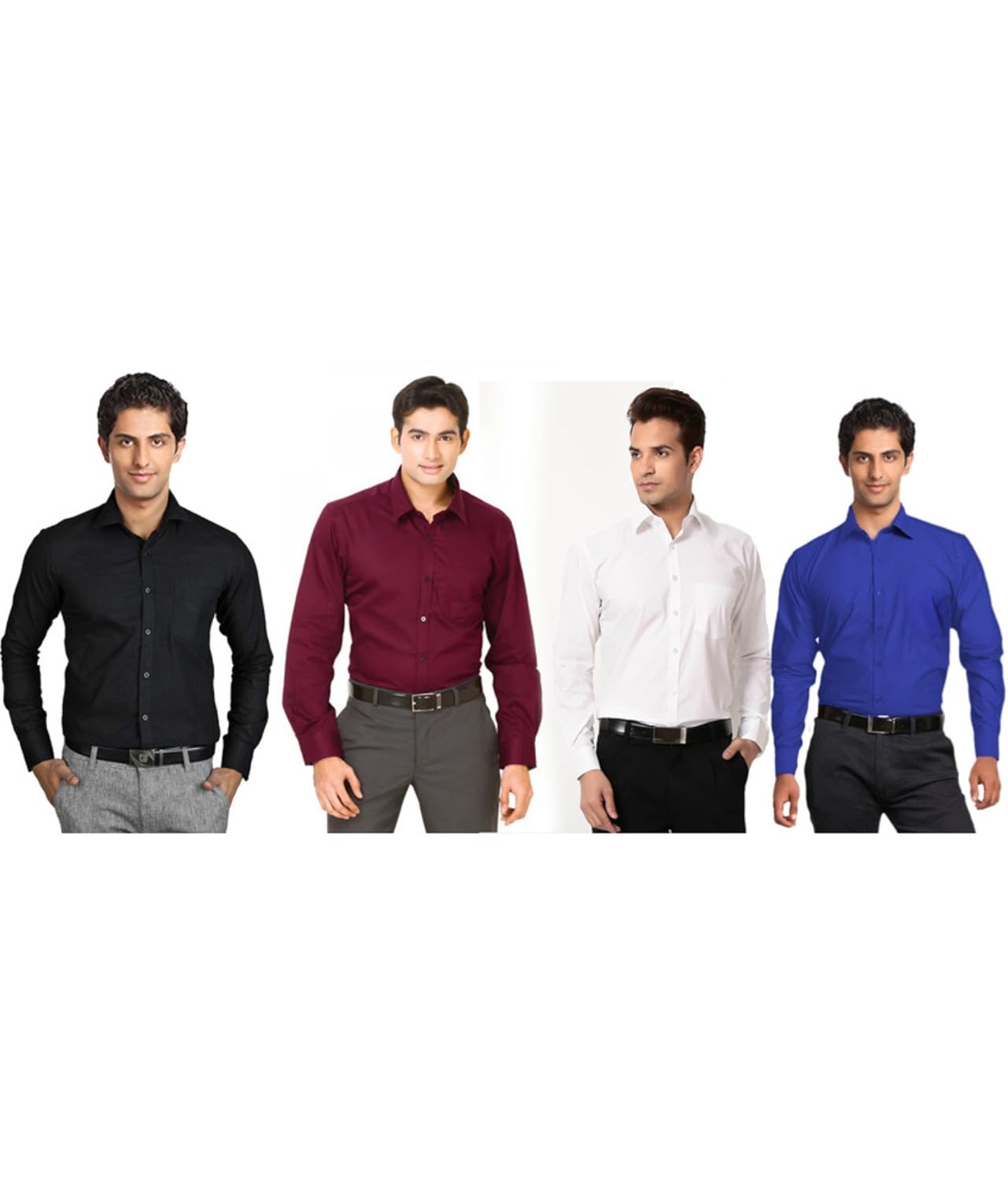 super weston plain black white mehroon and navy casual shirts for men's for summers combo of 4