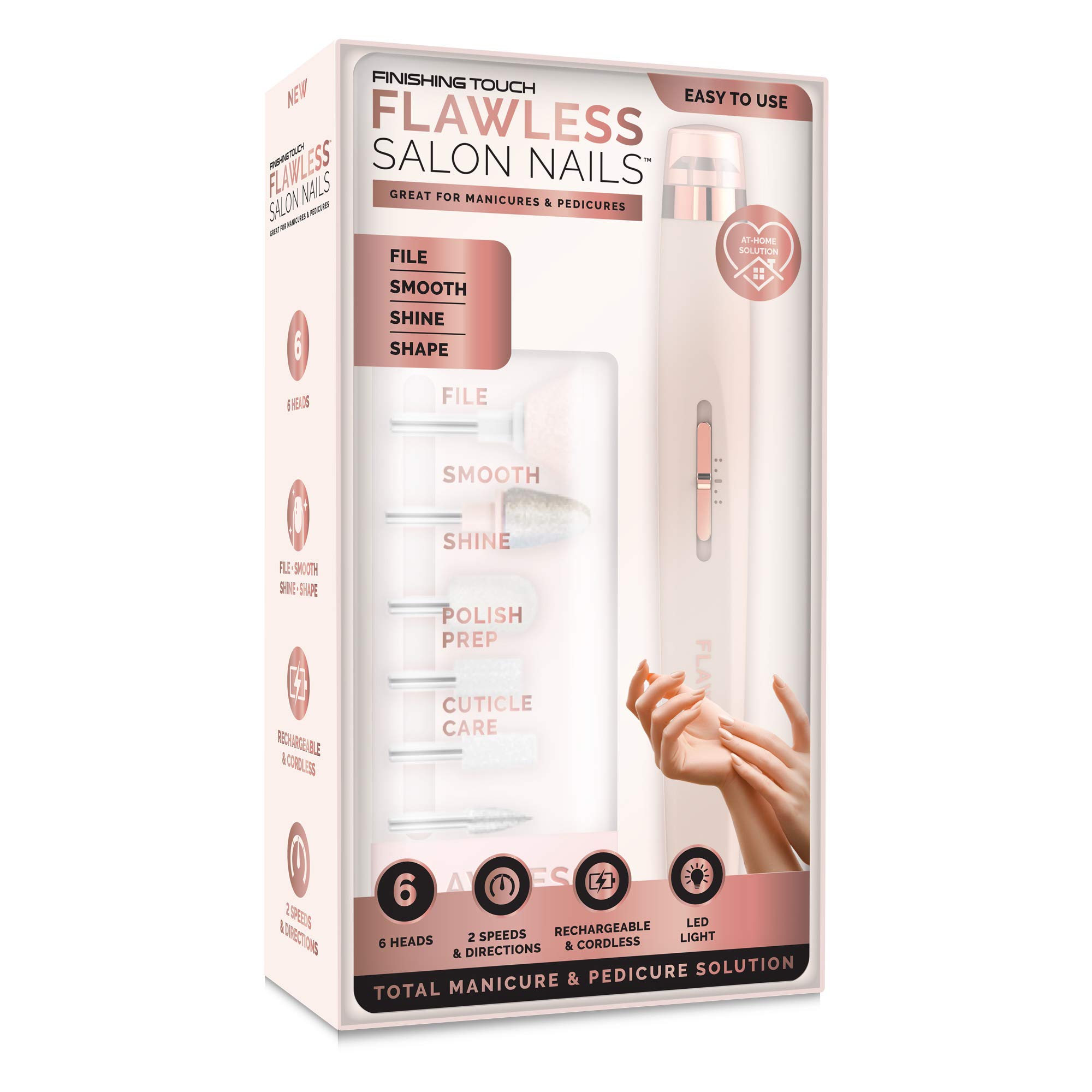 Finishing Touch Flawless Salon Nails, Professional Manicure Set for an at-Home Salon Experience, Files, Buffs, Shines, and Polishes for Instantly Beautiful Nails