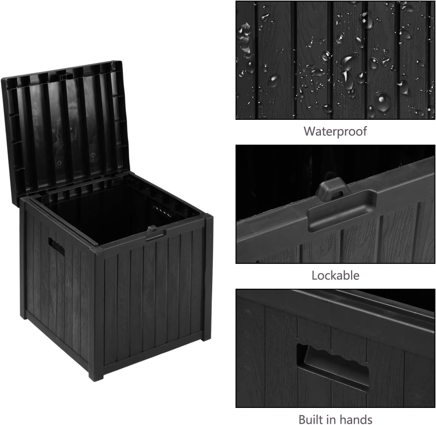 51 Gallon Patio Medium Deck Box Lightweight Outdoor Stroage Box Weather Resistant Garden Stroage Container for Patio Furniture Cushions, Pillows, Garden Tools and Pool Toys: Home Improvement