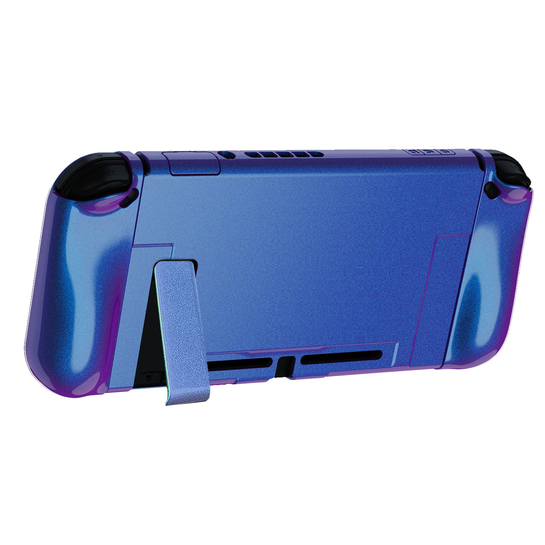 PlayVital Ergonomic Grip Case for Nintendo Switch, Upgraded Protective Hard Case Protector for Switch - Shock-absorbent Anti-Scratch Dockable Durable Cover Game Accessories, Chameleon Purple Blue