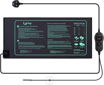 LERWAY Seedling Heating Mat with Digital Thermostat NTC Probe 52x25cm