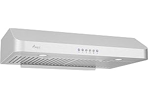 Awoco RH-R06-30 Rectangle Vent 6" High Stainless Steel Under Cabinet 4 Speeds 900CFM Range Hood with LED Lights (30"W Rear Vent)