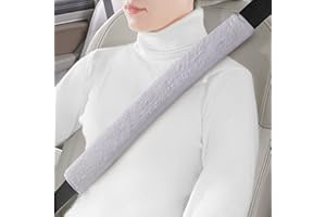 LACDL Extra Long Seatbelt Cover Super Soft Furry for Adults Kids Women & Men, Thick Plush Full Car Seat Belt Strap Cushion, Fluffy Shoulder Pad Protector, Auto Interior Accessories, 1pc, Grey, 15.5in