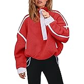 Panadila Womens Half Zip Sherpa Fleece Pullover Soft Oversized Sweatshirt with Pockets Warm Fuzzy Sweater
