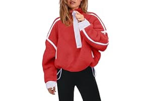 Panadila Womens Half Zip Sherpa Fleece Pullover Soft Oversized Sweatshirt with Pockets Warm Fuzzy Sweater