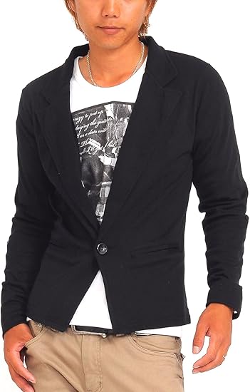 テーラードジャケット メンズ 長袖 七分袖 Tシャツ セット アンサンブル Q725 L Tシャツ カットソー 通販 Amazon