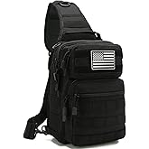 SXJWISHES EDC Sling Bag Tactical Shoulder Sling Bag Small Military Crossbody Pack Tactiacal Backpack Rover Chest Bag Pack (Black)
