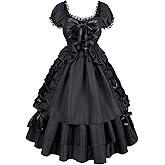 GOLDSTITCH Womens Gothic Lolita Dress Classic Black Layered Lace-up Fancy Dress Costume