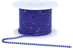 Dropower Crystal Rhinestone Close Chain Trim,10 Yards/Roll of 2mm Rhinestone Banding Claw Cup Chain for Sewing Crafts,DIY Decoration,Jewelry,Clothing,Shoes Royal Blue