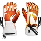 KEMIMOTO Heated Ski Gloves for Men Women, Waterproof Electric Heating Motorcycle Gloves with Touchscreen for Cold Weather Motorcycle Skiing Snowboarding Hiking