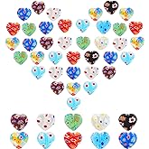 PH PandaHall 12mm Lampwork Flat Heart Glass Beads, 80 Pcs 8 Colors Millefiori Spacer Beads Love Heart Bead Charms for DIY Jewelry Bracelet Neclace Valentine's Mother's Day Birthday Gift
