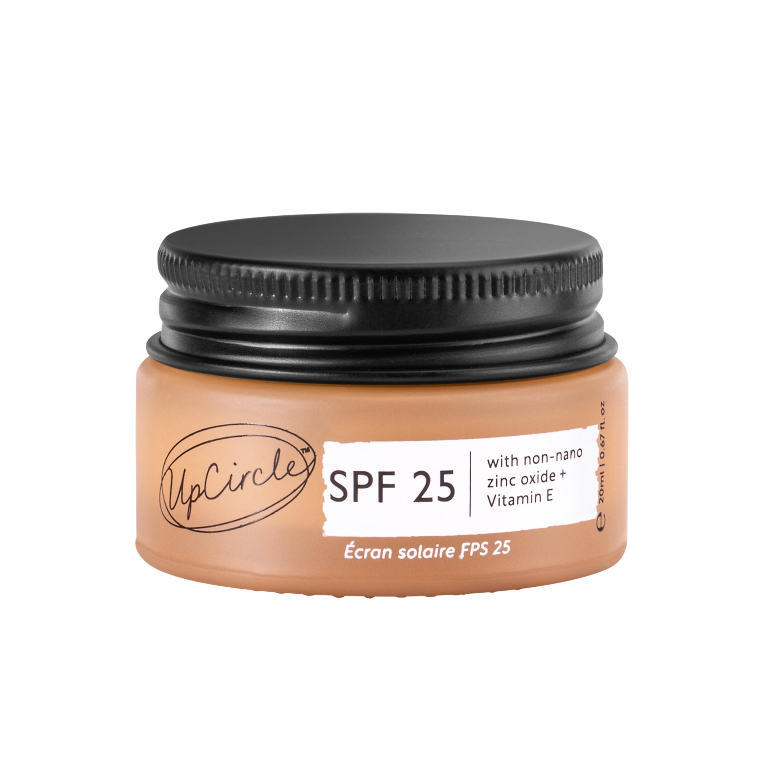 UpCircle Mini Travel Size SPF 25 Mineral Sunscreen 20ml -Reef-Safe, Non-Nano Zinc Oxide and Lightweight-Raspberry Seed Oil Defends Against Free Radicals + Glycerin To Plump Skin, Vegan + Cruelty-Free