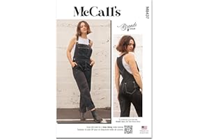 McCall's Misses Floor Length Overalls Sewing Pattern Kit by Brandi Joan, Design Code M8437, 16-18-20-22-24, Multicolor