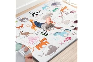 TINYHARBO Premium Foam Baby Play Mat 71x59 – Removable & Machine Washable Cover, Extra Thick Padding Baby Mat for Playpen, No