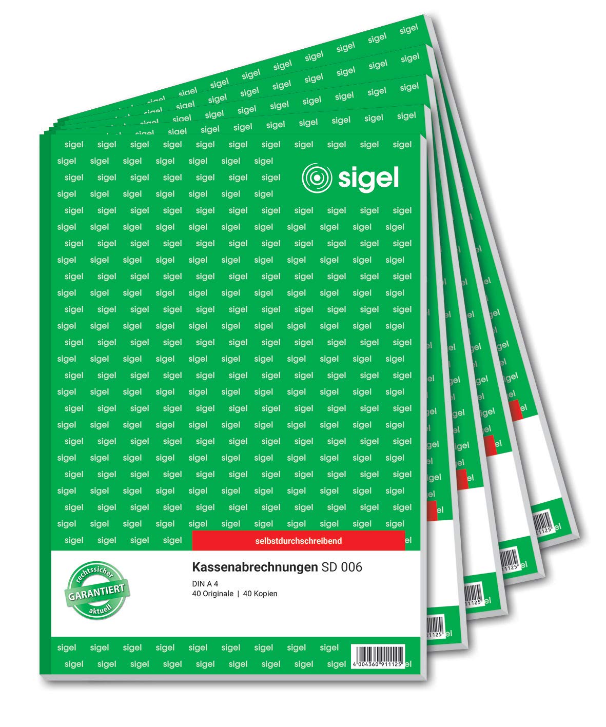 Sigel SD006 Cash Statements Carbonless Copying, 2 x 40 Sheets (Pack of 5) 5 piece