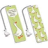 Green Stuff Cute Bookmarks for Women Girls Kids Silly Goose Metal Bookmark Funny Book Lovers Gifts for Readers Book Lovers Women Book Marks for Reading Womens Kid Girls Page Holders for Reading 2-Side