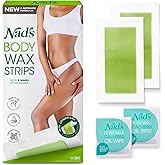 Nad's Body Wax Strips Hair Removal For Women At Home plus 4 Calming Oil Wipes, 24 Count