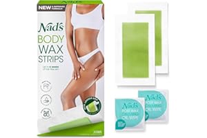 Nad's Body Wax Strips Hair Removal For Women At Home plus 4 Calming Oil Wipes, 24 Count
