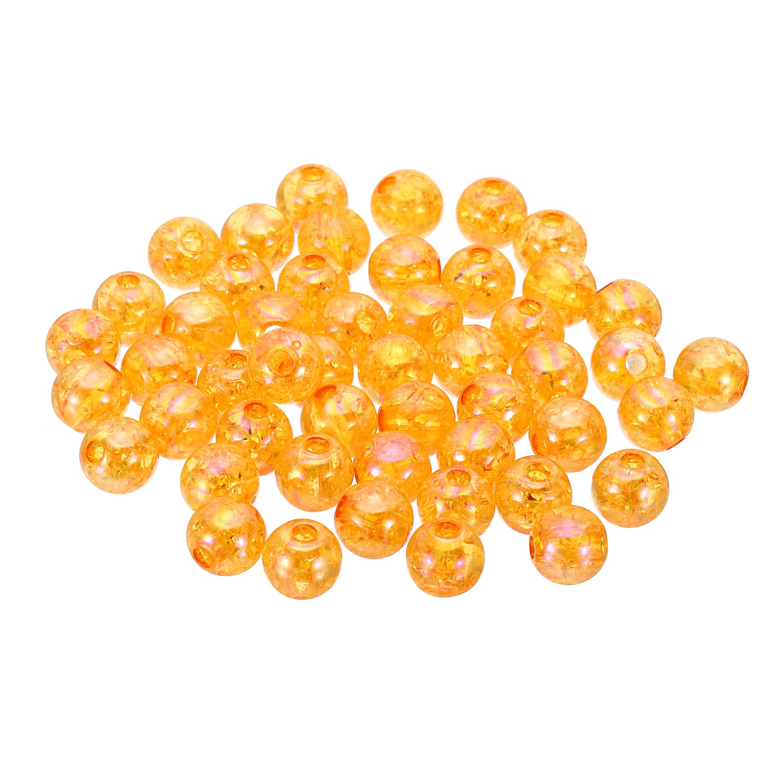 PATIKIL 10mm Acrylic Beads, 100pcs Cute Beads Bulk Spacer Bead Bubble Crackle Sparkle Beads Crystal Plastic Candy Round Bead for Making Necklace Earring Craft,Orange