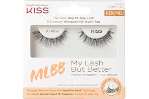 KISS My Lash But Better, False Eyelashes, 'All Mine', 10 mm, Includes 1 Pair Of Lashes, Contact Lens Friendly, Easy to Apply, Reusable Strip Lashes, Glue-On