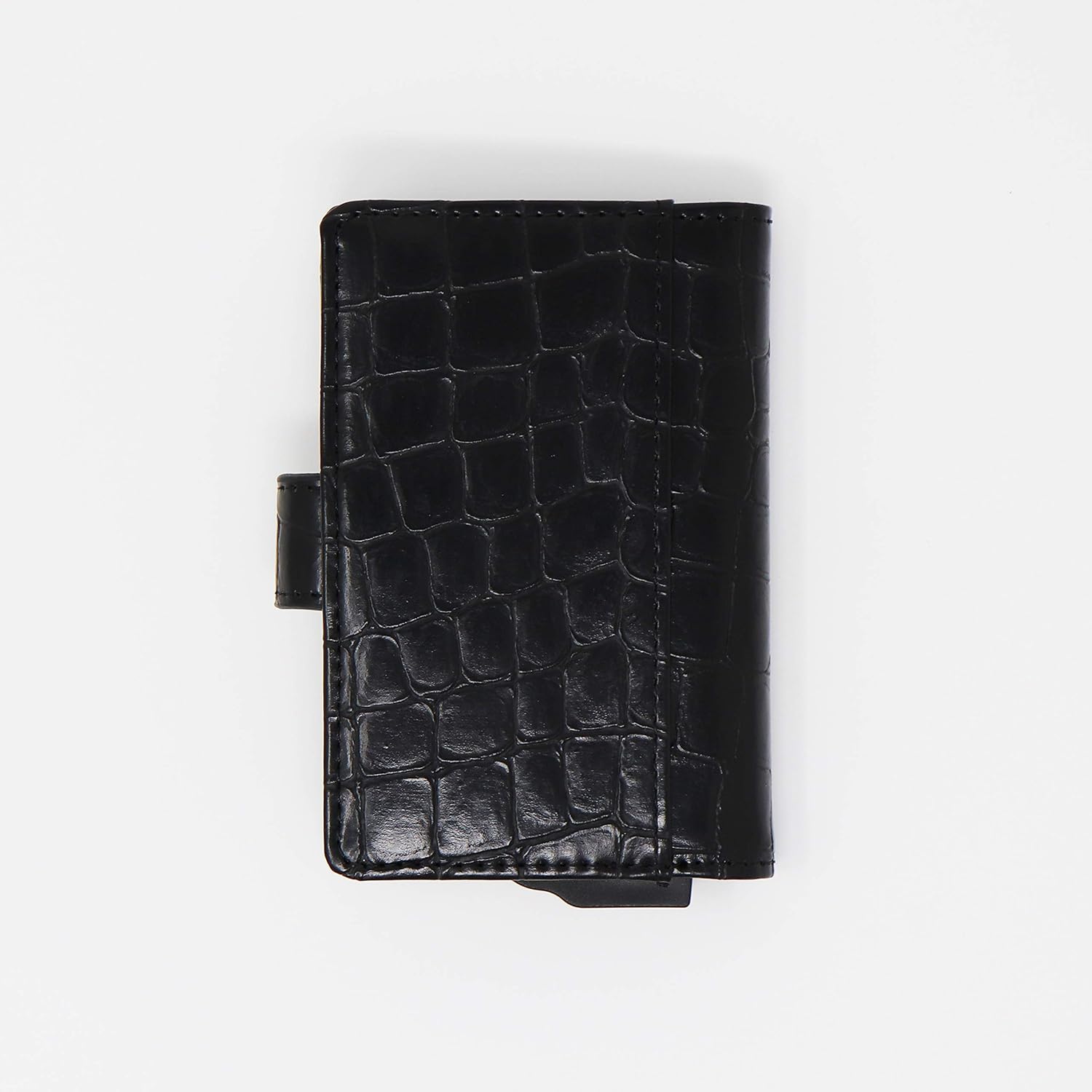 Grey Aluminium with Black Leather Minimalist NFC Blocking Pop Up