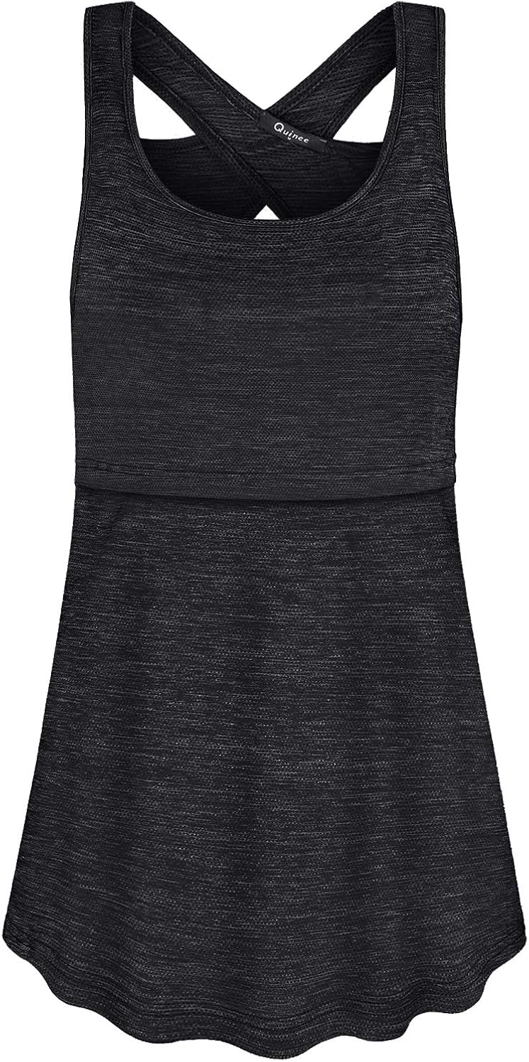 Quinee Women's Round Neck Back Criss Cross Nursing Tank Tops for Breastfeeding at  Women’s Clothing store