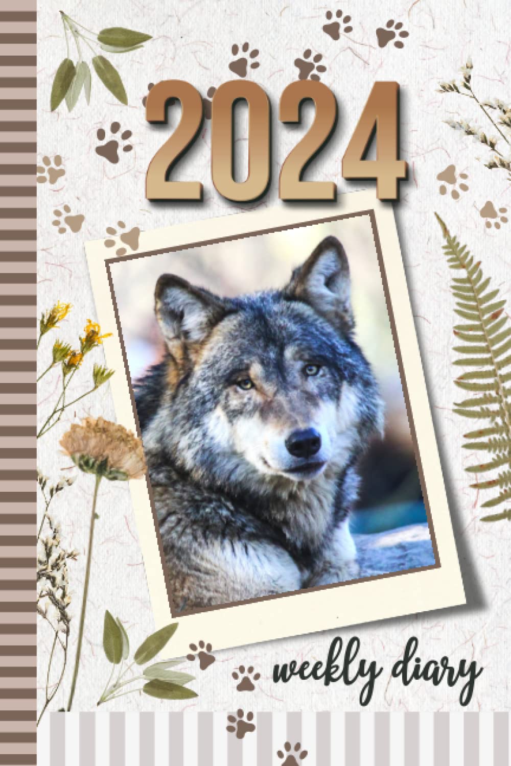 2024 Weekly Diary: 6x9 Dated Personal Organizer / Daily Scheduler With Checklist - To Do List - Note Section - Habit Tracker / Organizing Gift / Grey Wolf - Rustic Botanical Art Cover