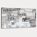 Living Room Abstract Picture Wall Art, Large Gray
