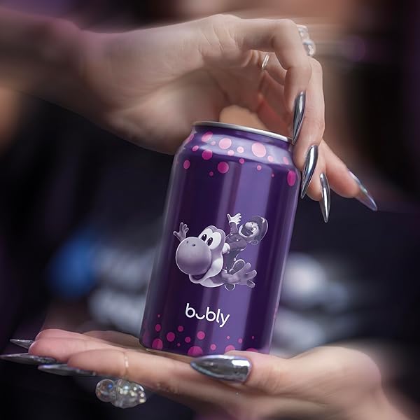 BUBLY SPARKLING WATER, THE SUPER MARIO GALAXY MOVIE BLACKBERRY, ZERO SUGAR & ZERO CALORIES, 12 FL OZ CANS (PACK OF 8), PACKAGING MAY VARY