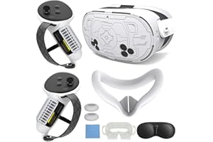 MLemonVR Silicone Cover Set Accessories for Meta/Oculus Quest 3s Includes VR Silicone mask Lens Protector TPU Hardshell Cover Battery Opening Controller Grip Cover (White)