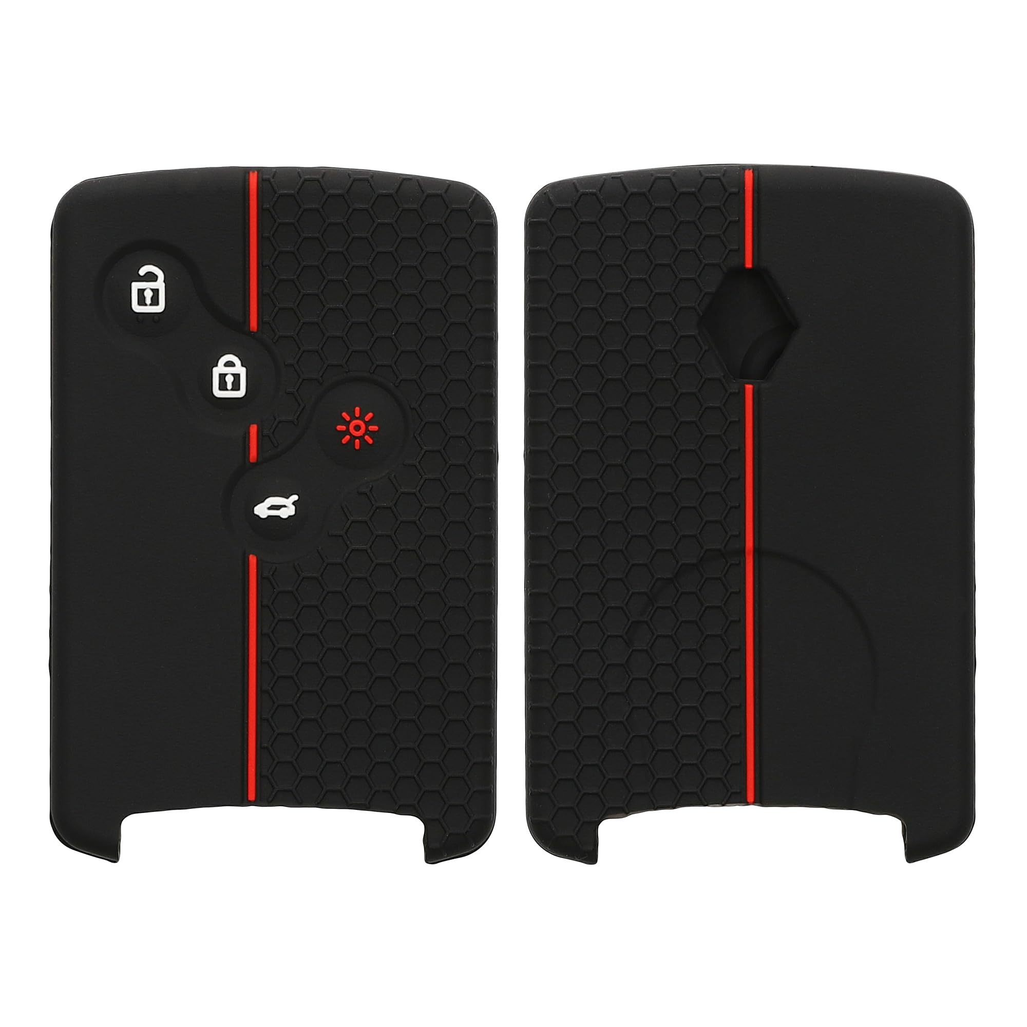 kwmobile Car Key Cover - Renault 4 Button Compatible - Silicone Protective Case - Black/Red