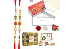 LOVENSPIRE Rakhi for Brother Rudraksh Rakhi Raksha Bandhan Gift for Your Brother Traditional Ferrero Rocher/Ghirardelli/Kitkat Rakhi Gift Hamper Bracelet for Brother, Sister Bhabhi