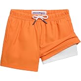 maamgic Boys Swim Trunks with Compression Liner 4-Way Stretch Bathing Suit | 2 in 1 Liner, Skin-Soft, Anti-Chafe, Quick Dry, Above the Knee, Toddler Swim Shorts, Board Shorts, Swimsuit, Swimwear
