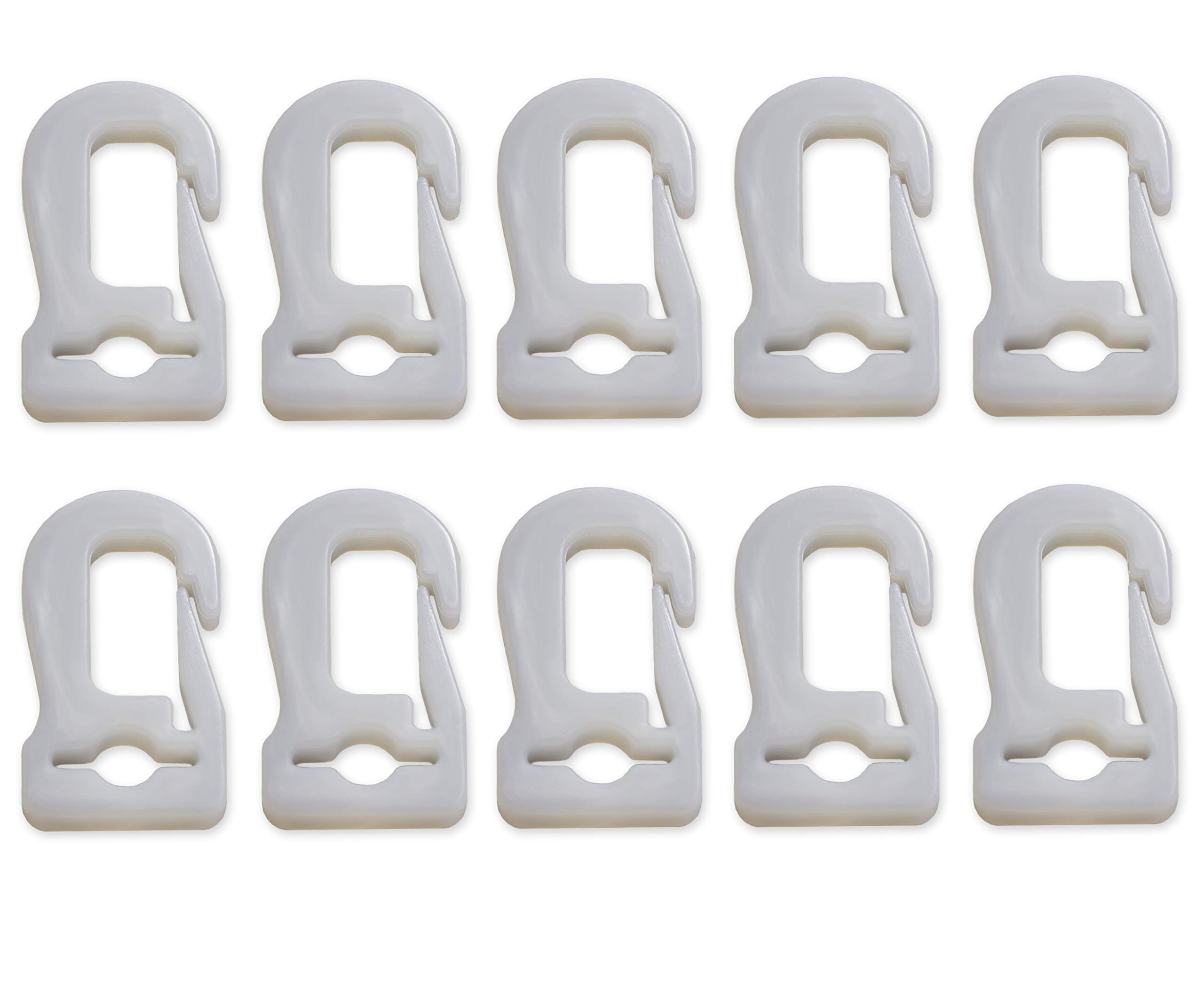 FBS Carabiner Hook with Strap Eyelet Made of Plastic for Flags, Flags, Flagpole, Flag Hooks, Plastic Snap Hook, Carabiner, White