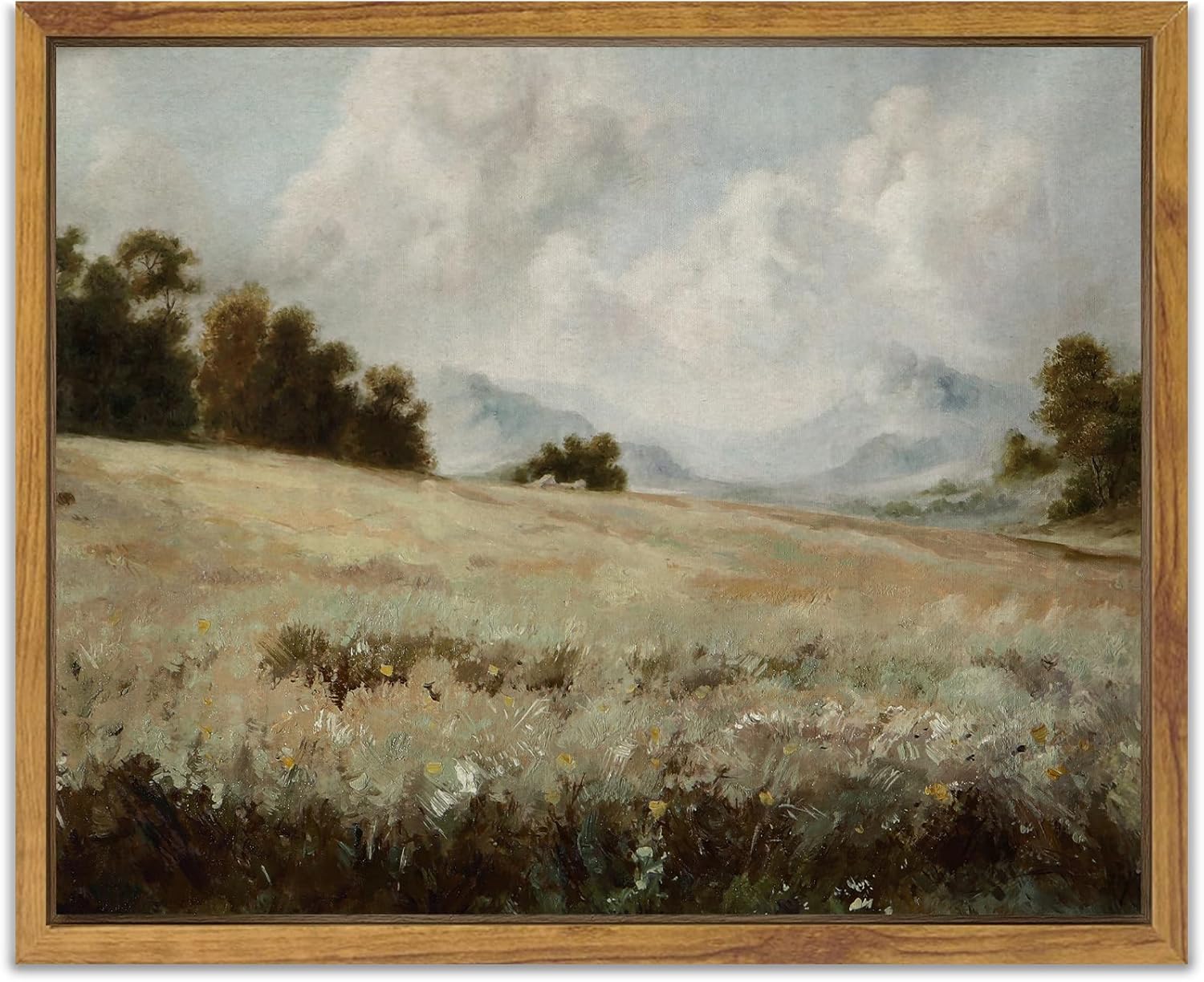 Wall Décor - SHENIFY 𝗙𝗿𝗮𝗺𝗲𝗱 Canvas Wall Art Vintage Classical Oil Painting Grassland Room Decor for Bathroom Bedroom Living Room - 8