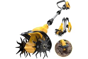 Cordless Tiller Cultivator Compatible with Dewalt 20V Battery(Tool Only), 450RPM Ecarke Brushless Garden Tiller, 9"x6.3" Till