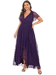 Ever-Pretty Plus Women's V Neck Ruffles Sleeves