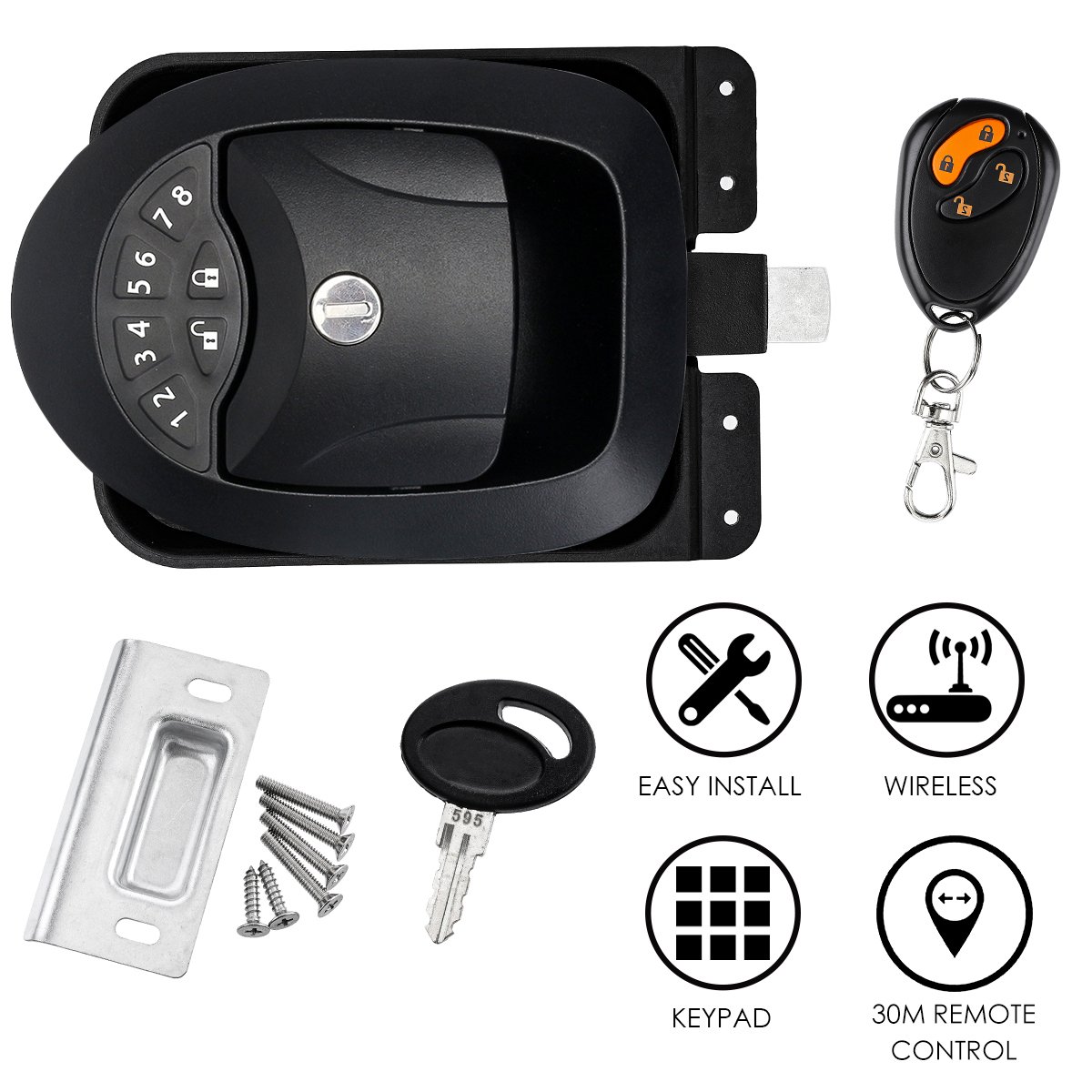 Rv Keyless Lock SAFETYON Trailer Door Lock with Car Alarms Remote