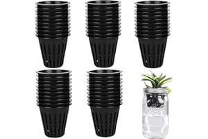 Loogujuzao 50 Pack Plant Nursery Pots, 2 Inch Garden Slotted Mesh Net Cups, Plastic Net Cups, Reusable Heavy Duty Wide Lip Ro