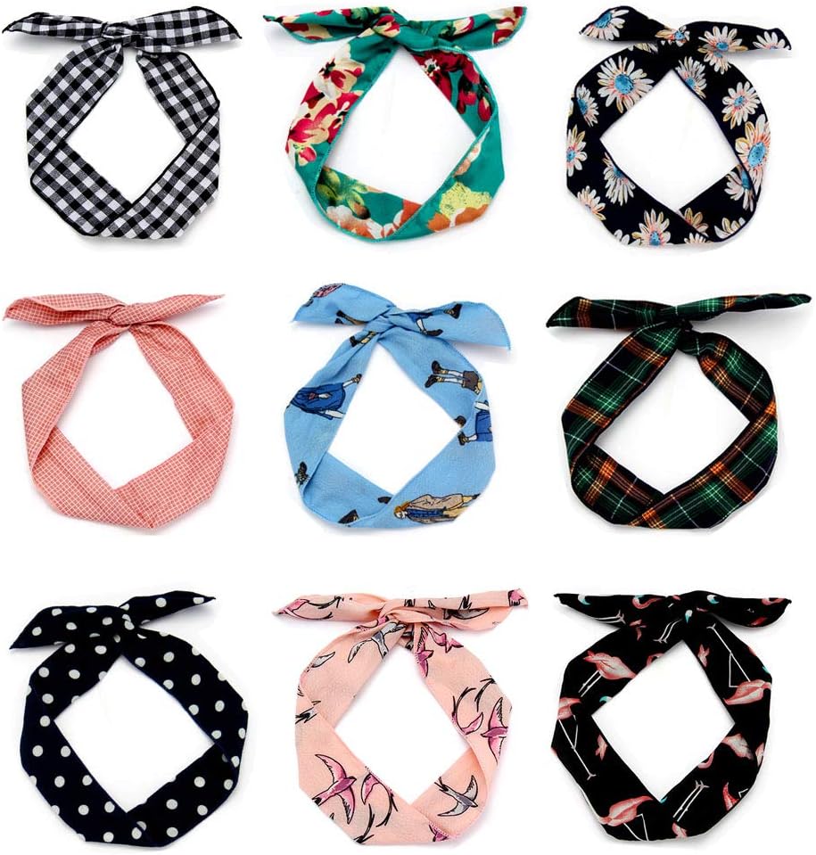 9 Pack Headbands Women's Headwraps Bows Iron Wire Girl Makeup Shower Hair Accessories