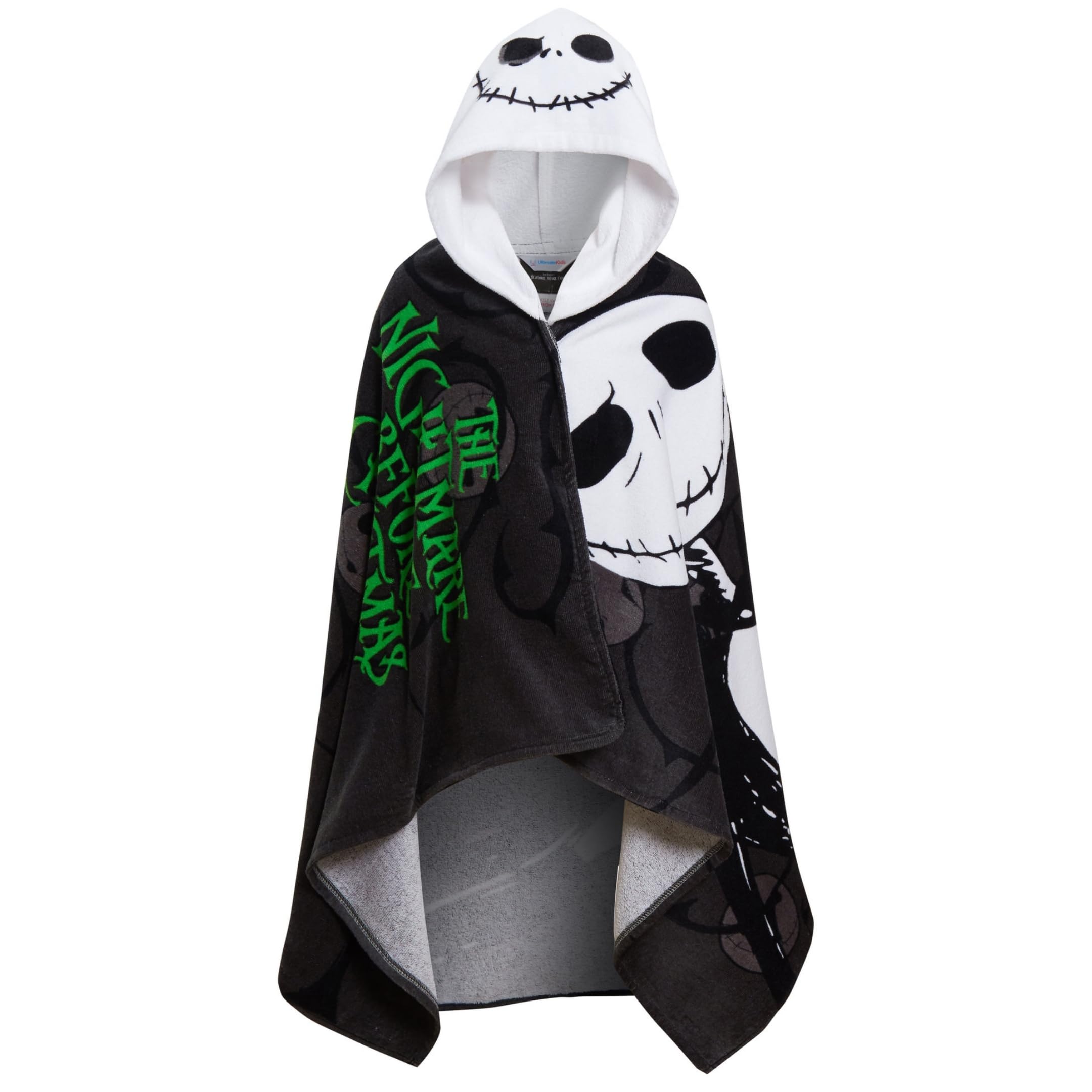 Disney The Nightmare Before Christmas Hooded Towel Jack Skellington Poncho 100% Cotton Beach Towel Dress Up Kids Bath Towel Swimming Wrap Holiday Beach Changing Cover Up