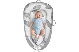 BBWOO Baby Lounger - Baby Lounger for Newborn 0-24 Months, Breathable and Soft Cotton Cover Baby Nest, Portable Cozy Tummy Time Lounger for Home and Travel, Ideal Baby Essentials & Shower Gifts