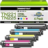 greencycle TN225 TN221 Toner Cartridge Compatible Replacement for Brother TN 225 TN 221 Use with MFC-9130CW HL-3170CDW HL-3180CDW MFC-9340CDW MFC-9330CDW (1 Black 1 Cyan 1 Magenta 1 Yellow , 4 Pack)