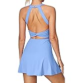 Heathyoga Easy Peasy Tennis Dresses for Women with Shorts Underneath and Bra Athletic Dress for Women Golf Workout Dress