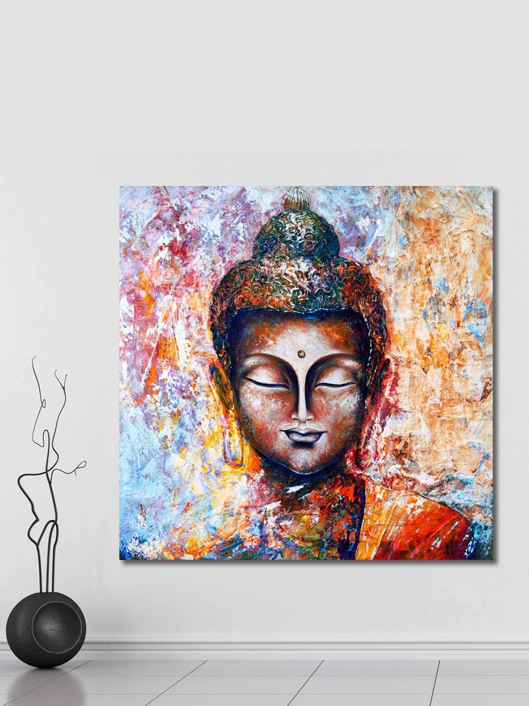 999Store Wooden Stretched Framed Lord Gautam Buddha Budha wall painting paintings for living room bed décor home Religious Wall canvas modern stylish hanging ( Canvas 24X24 Inches Strectched Canvas) FLPSZ25516082018006