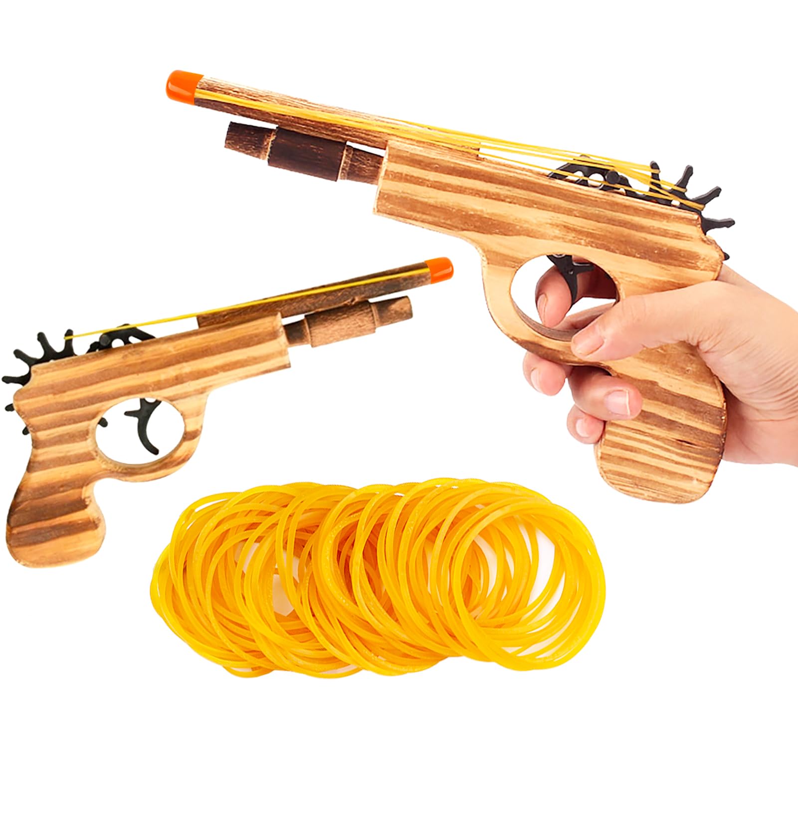 Photo 1 of 2pcs Seda Spring Wooden Rubber Band Gun – Handmade Quality Wood, 9 Inches Length