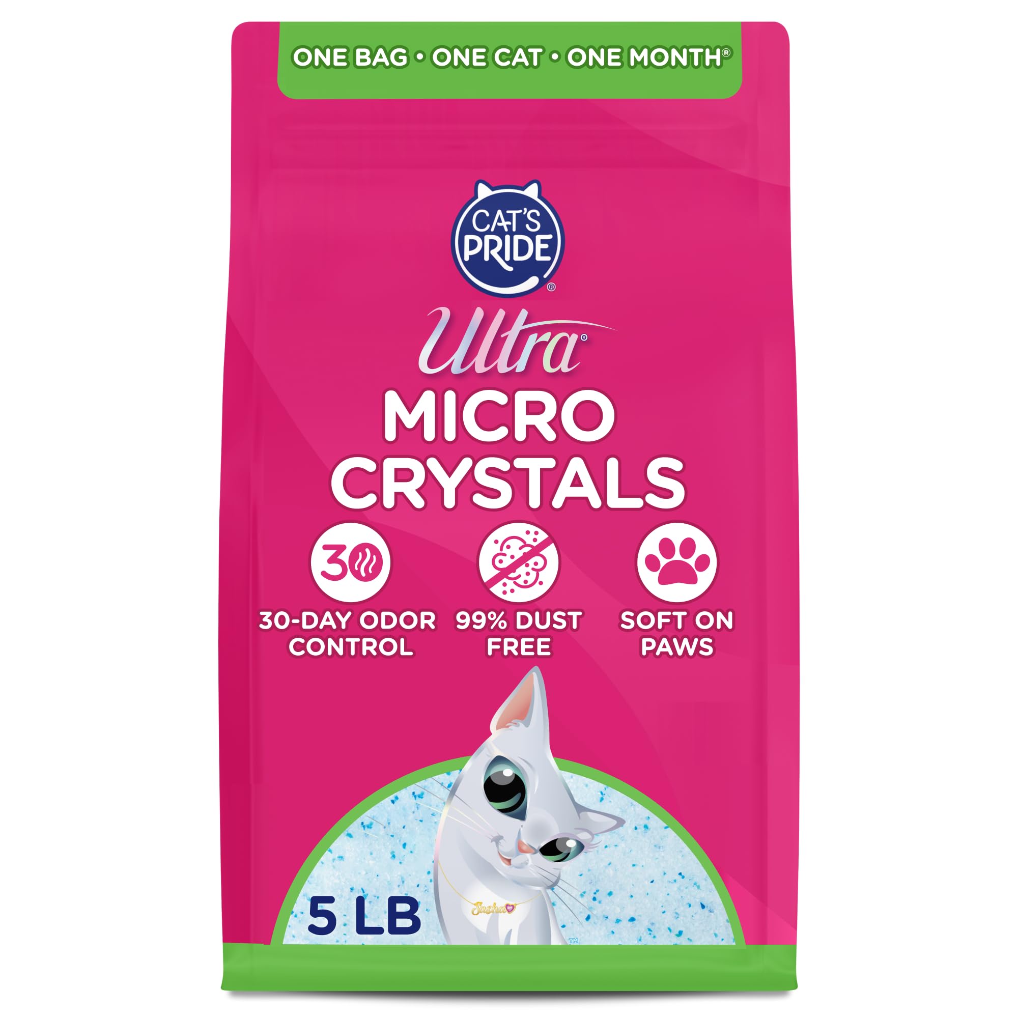Ultra Micro Crystals Cat Litter - 99.9% Dust Free, Soft on Paws, Fragrance Free - 5 Lbs.
