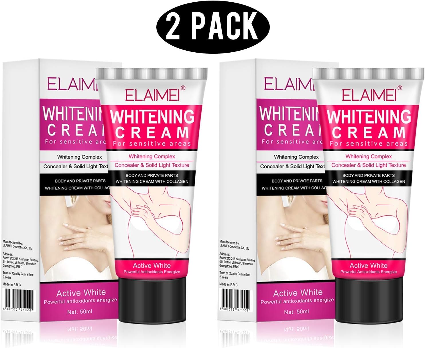 Natural Whitening Cream for Dark Skin (2 pack), Underarm Whitening Cream, Body Creams, Private Nipple Whitening Pnkish Cream.