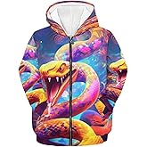 Parprinty Cool Graphic Animal Hoodies for Boys Casual Daily Basic Zip Up Hoodie with Pocket